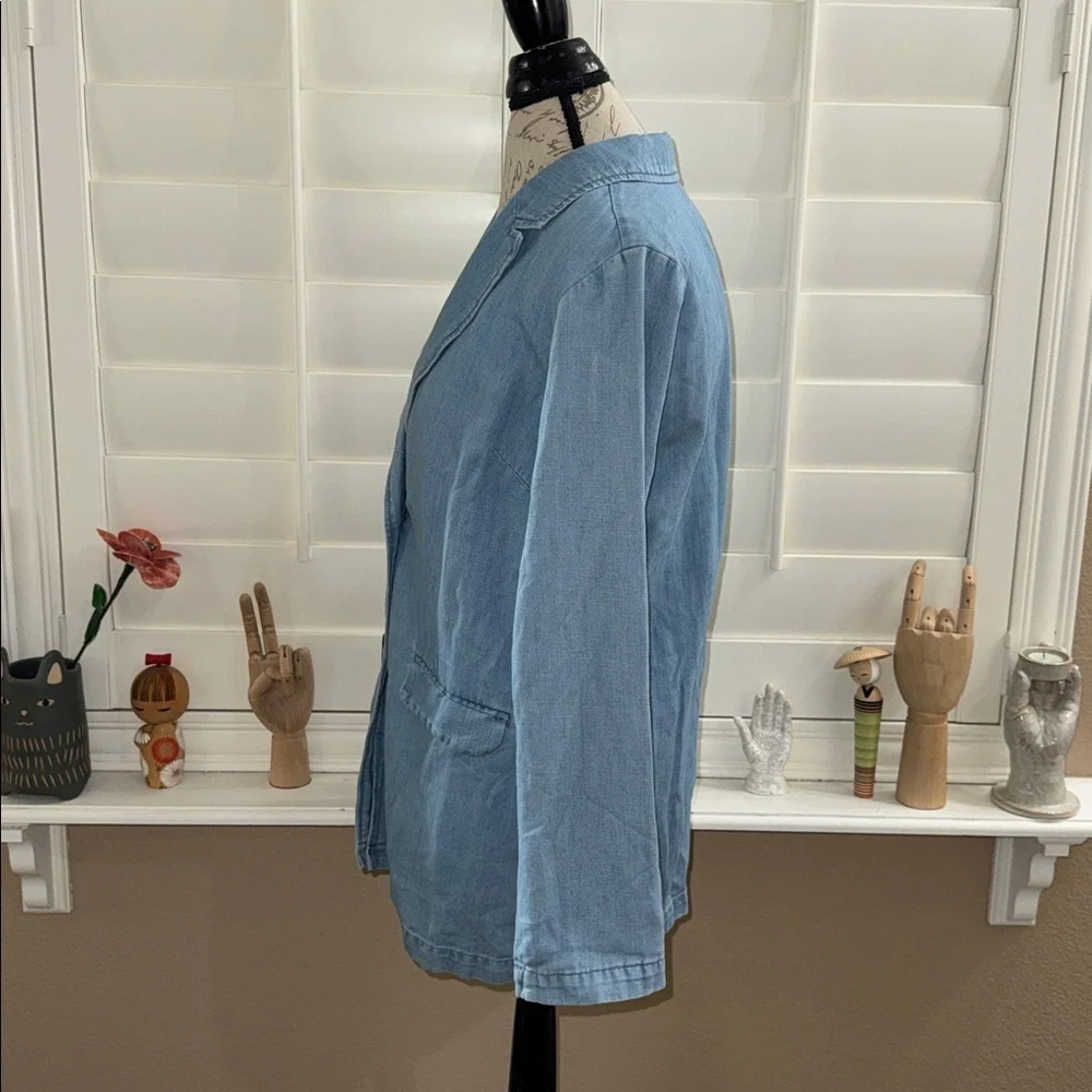 J. Jill Denim Blazer Cape Washes Cotton Linen Blend